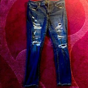 American eagle dark distressed jegging next level